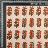 Brown Floral Hand Printed Cotton Bagru Fabric by Yard