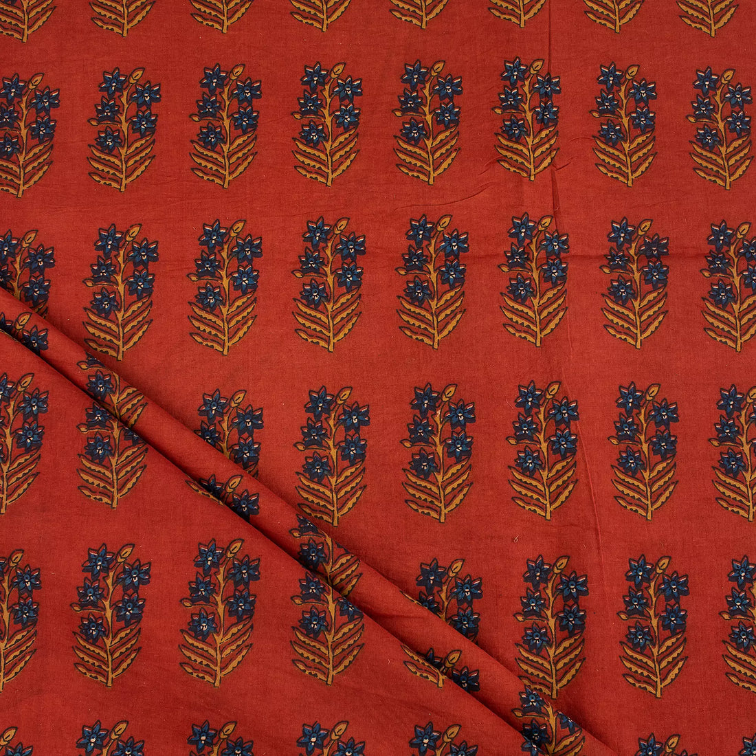 Handmade Red Floral Bagru Printed Fabric