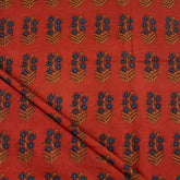 Handmade Red Floral Bagru Printed Fabric