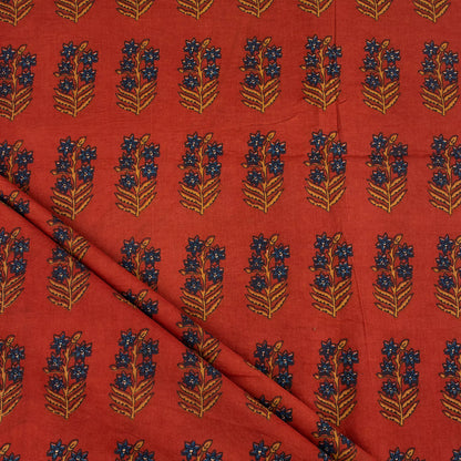 Handmade Red Floral Bagru Printed Fabric