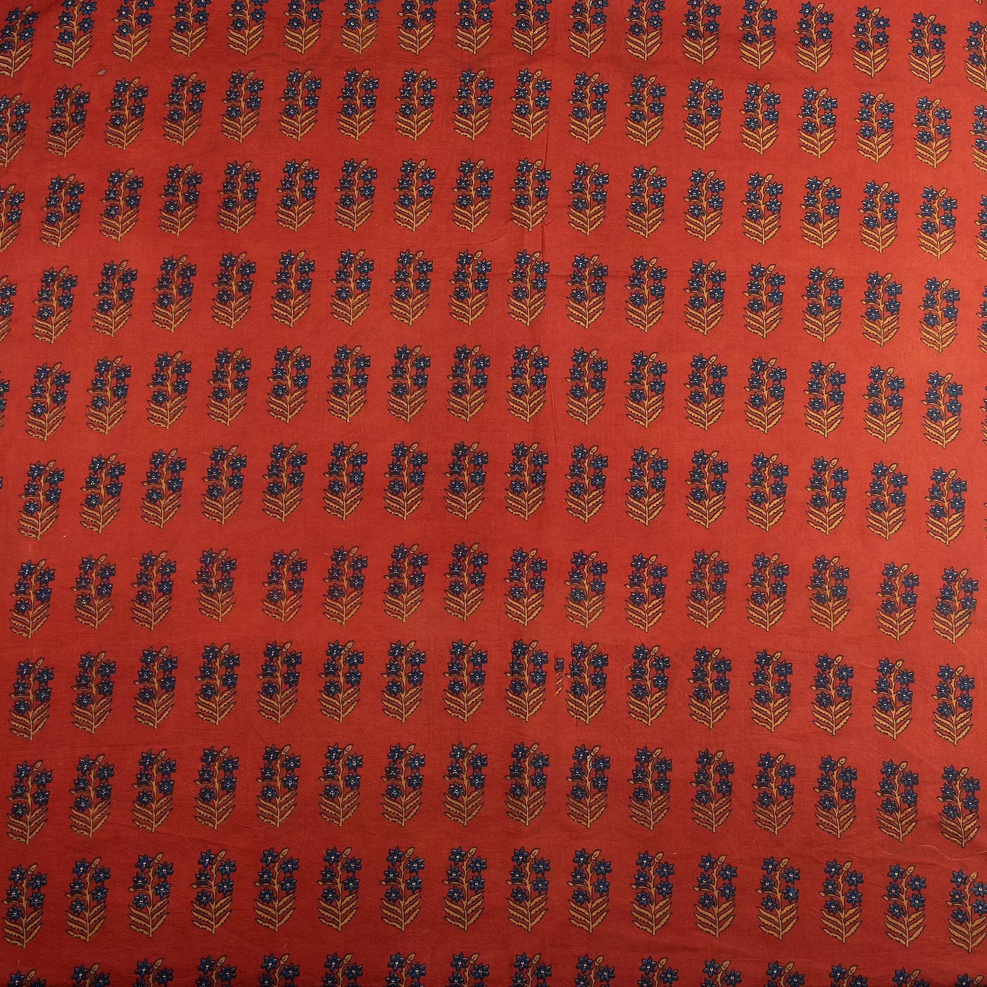 Handmade Red Floral Bagru Printed Fabric
