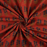 Handmade Red Floral Bagru Printed Fabric