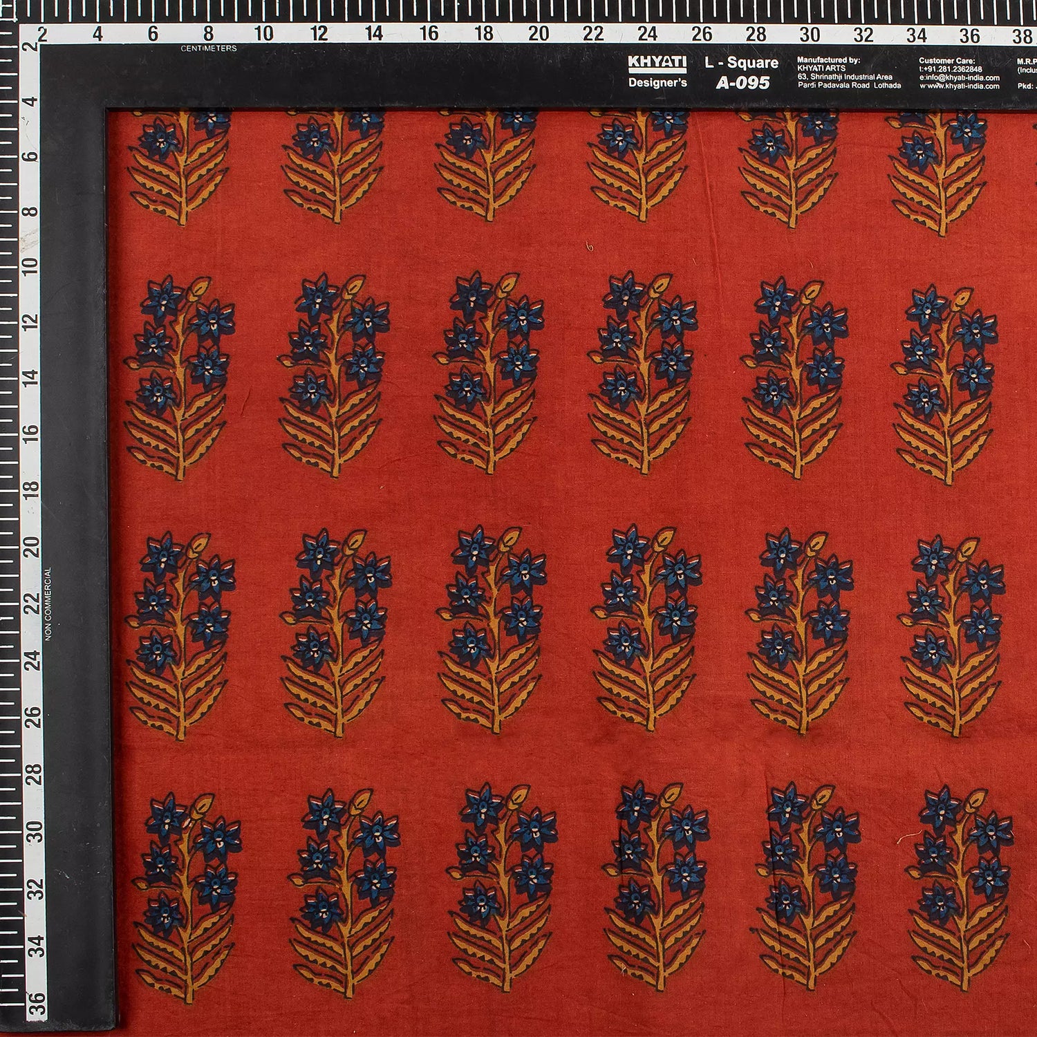 Handmade Red Floral Bagru Printed Fabric