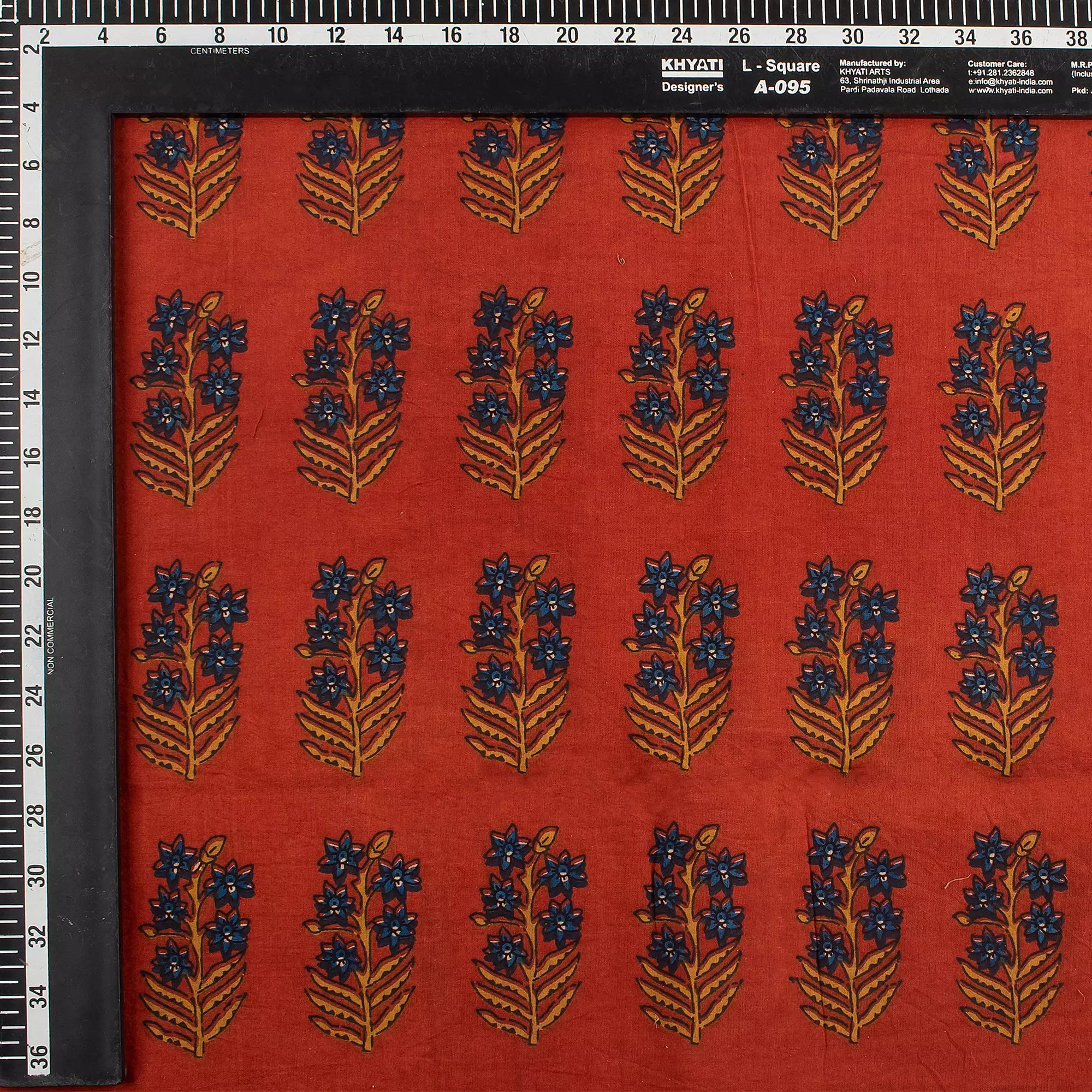 Handmade Red Floral Bagru Printed Fabric