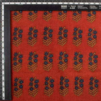 Handmade Red Floral Bagru Printed Fabric