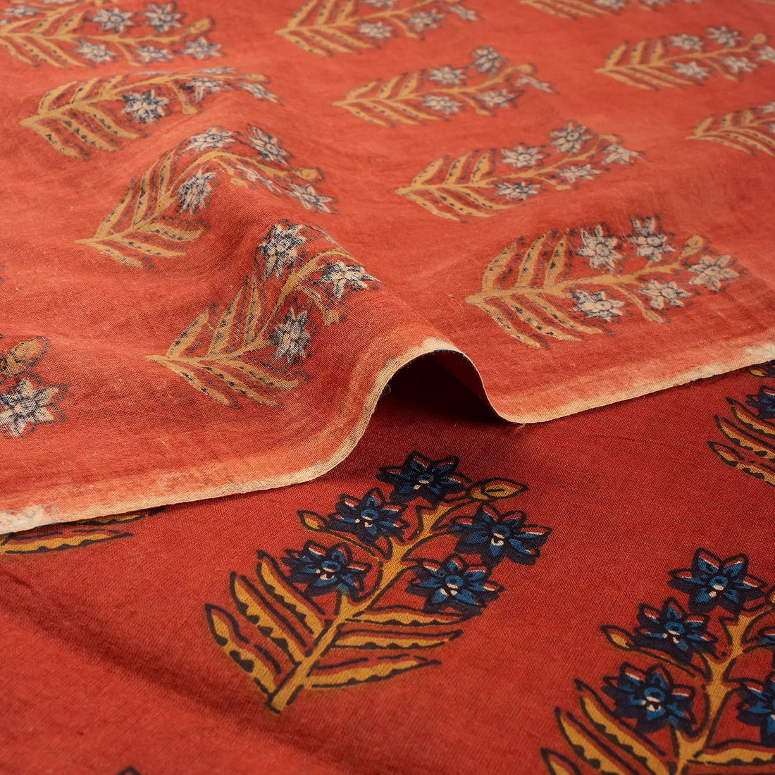 Handmade Red Floral Bagru Printed Fabric