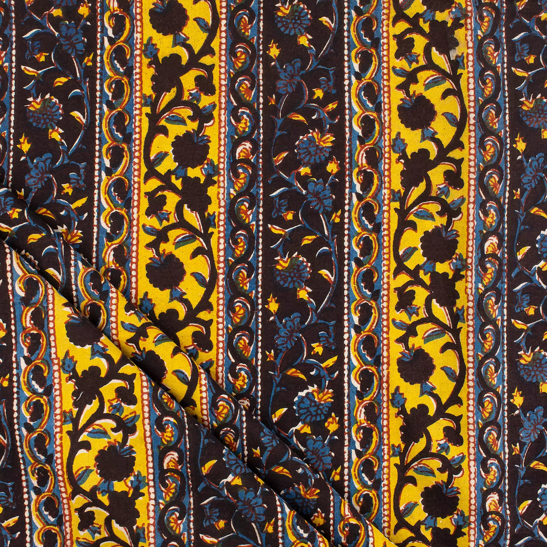 Yellow Stripe Bagru Printed Fabric Online