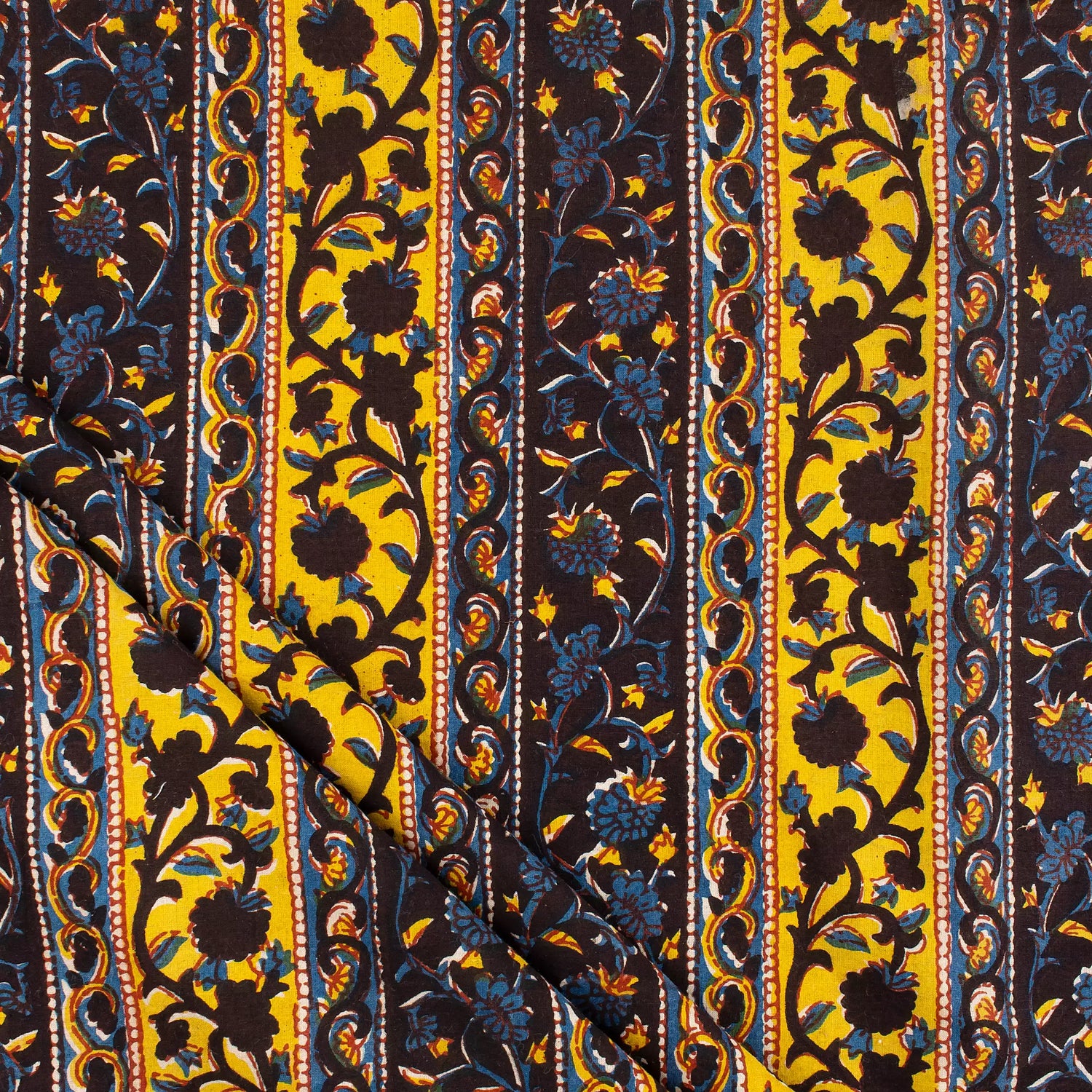 Yellow Stripe Bagru Printed Fabric Online