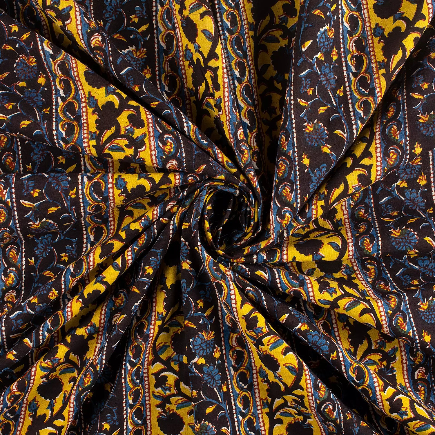 Yellow Stripe Bagru Printed Fabric Online