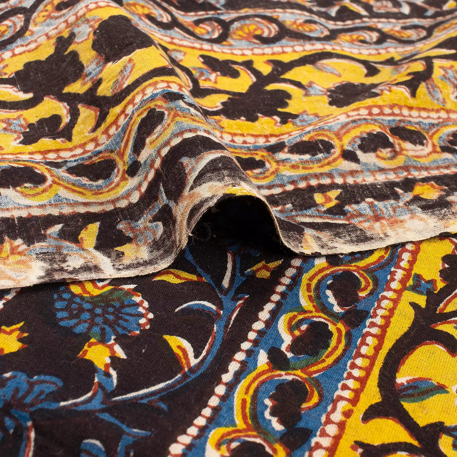 Yellow Stripe Bagru Printed Fabric Online