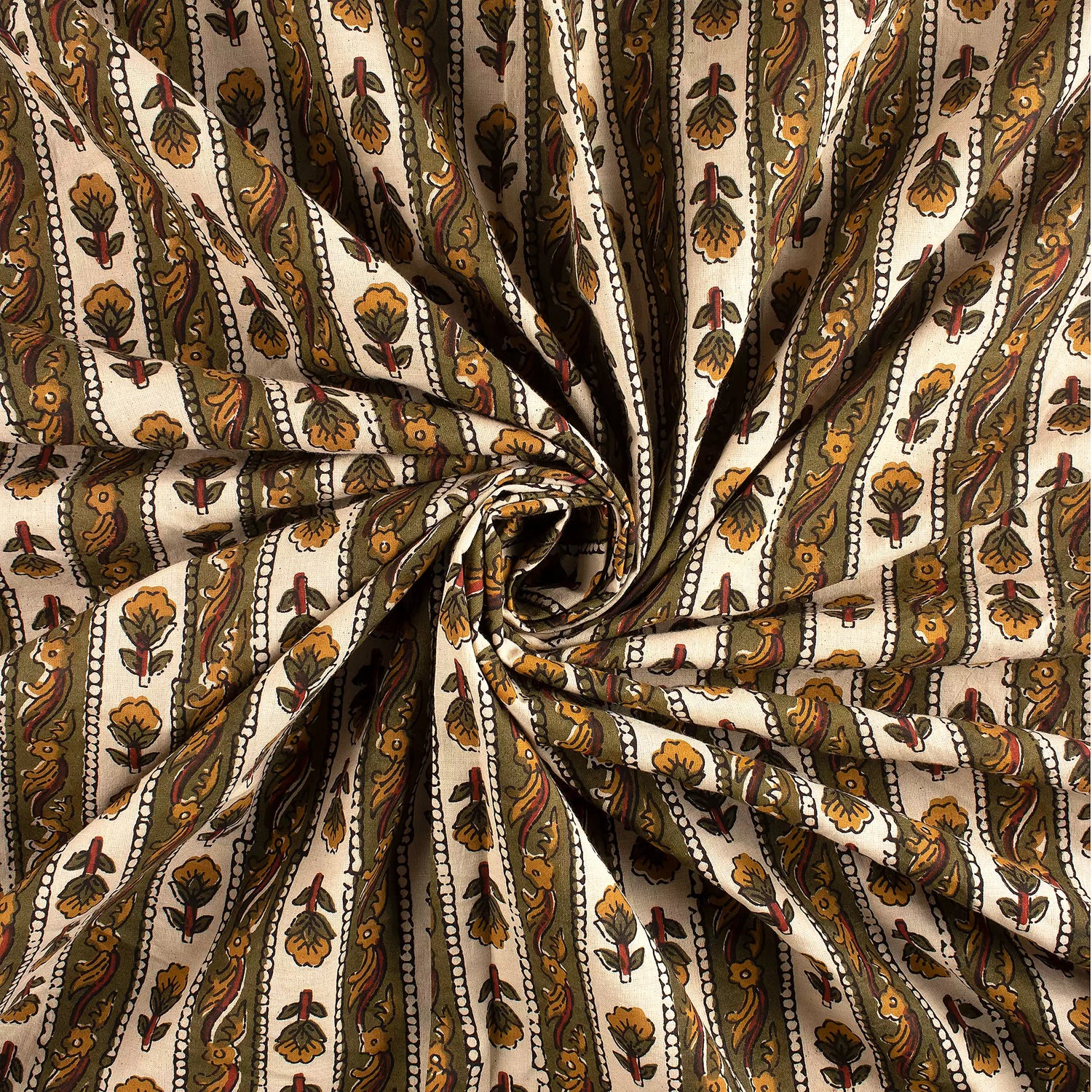 Bagru Stripe Printed Pure Cotton Fabric