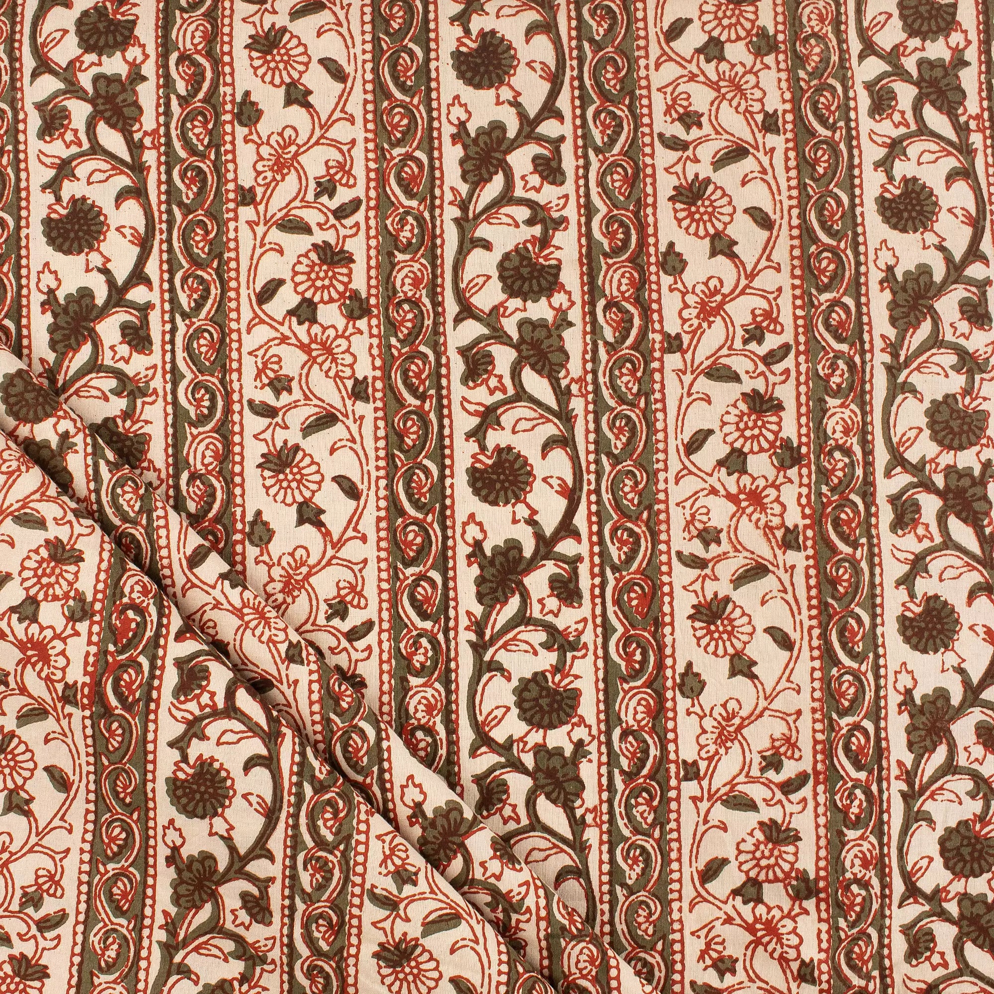 Stylish Bagru Printed Floral Fabric by the Yard