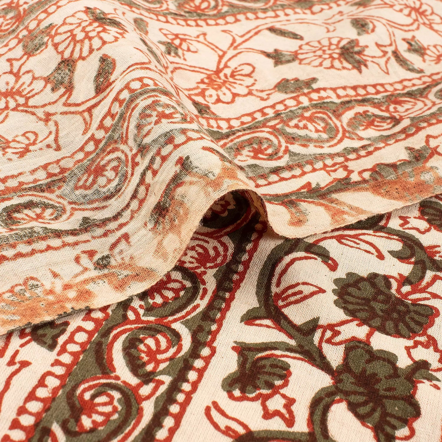 Stylish Bagru Printed Floral Fabric by the Yard