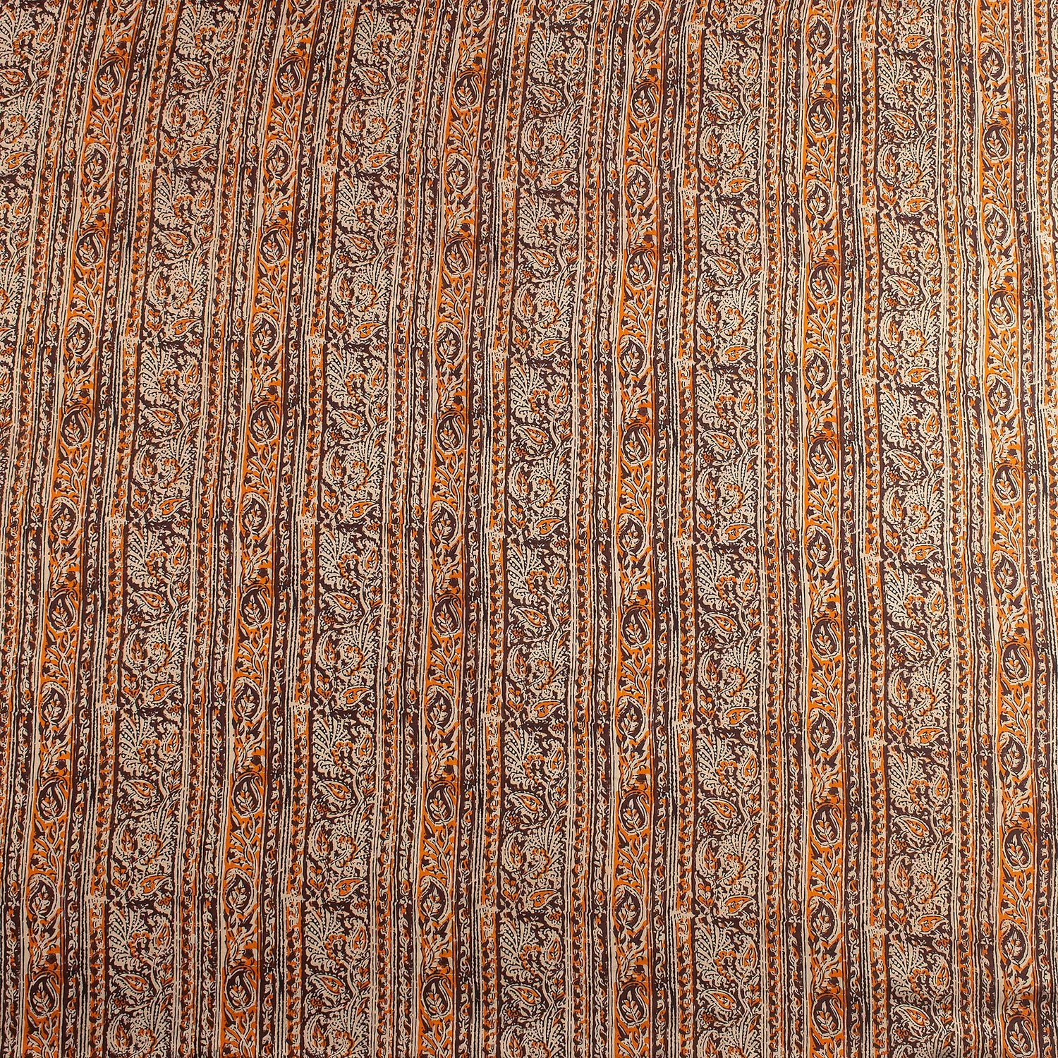 Indian Brown Leaf Cotton Bagru Printed Fabric