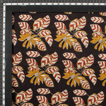 Indian Hand Block Leaf Print Pure Cotton Bagru Fabric