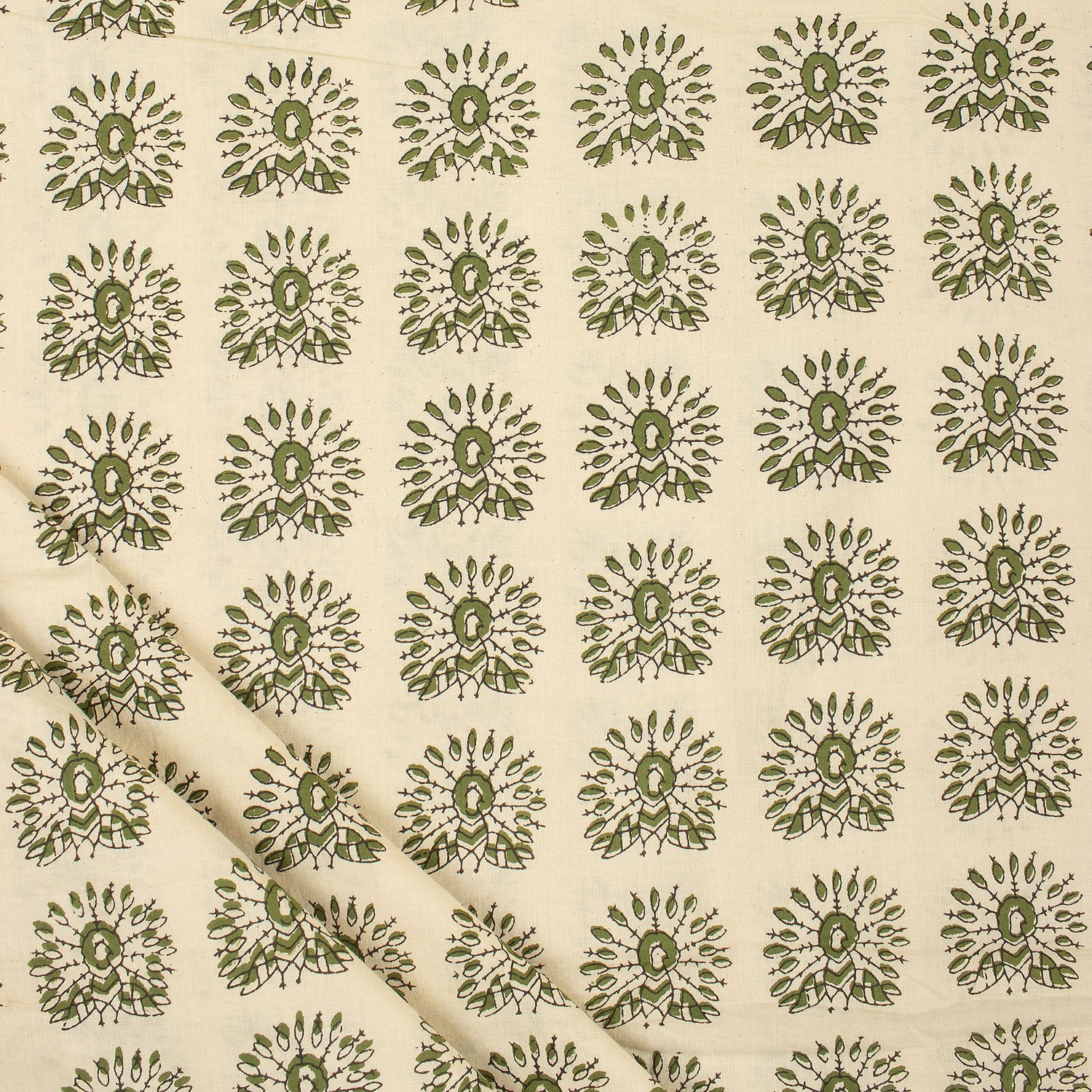 Handmade Bagru Peacock Printed Cotton Fabric Online