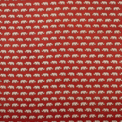 Elephant Bagru Hand Block Printed  Cotton Fabric Online