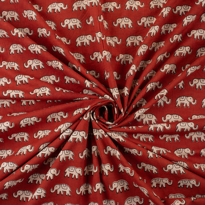 Elephant Bagru Hand Block Printed  Cotton Fabric Online