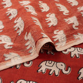 Elephant Bagru Hand Block Printed  Cotton Fabric Online