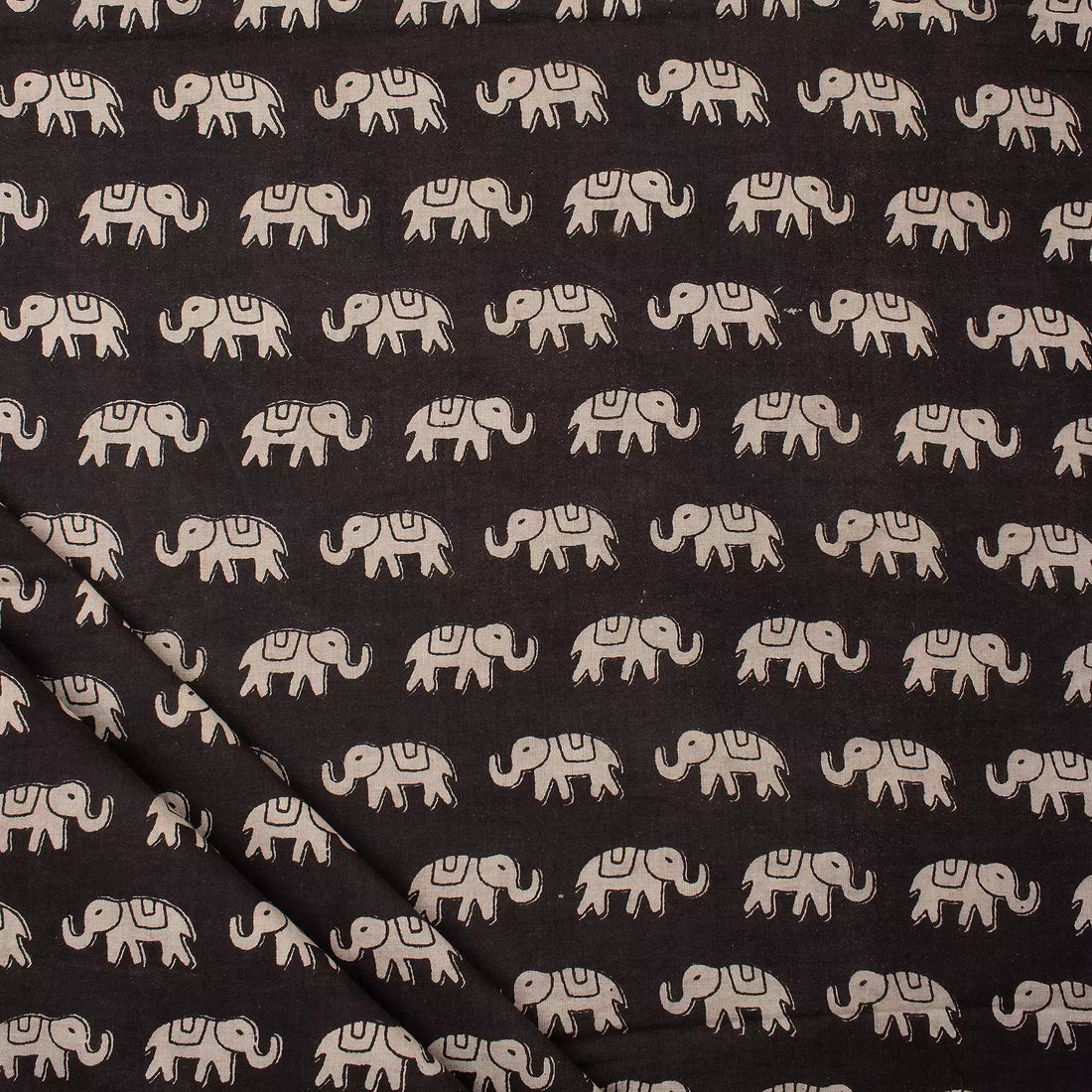 Elephant Hand Block Bagru Printed Fabric