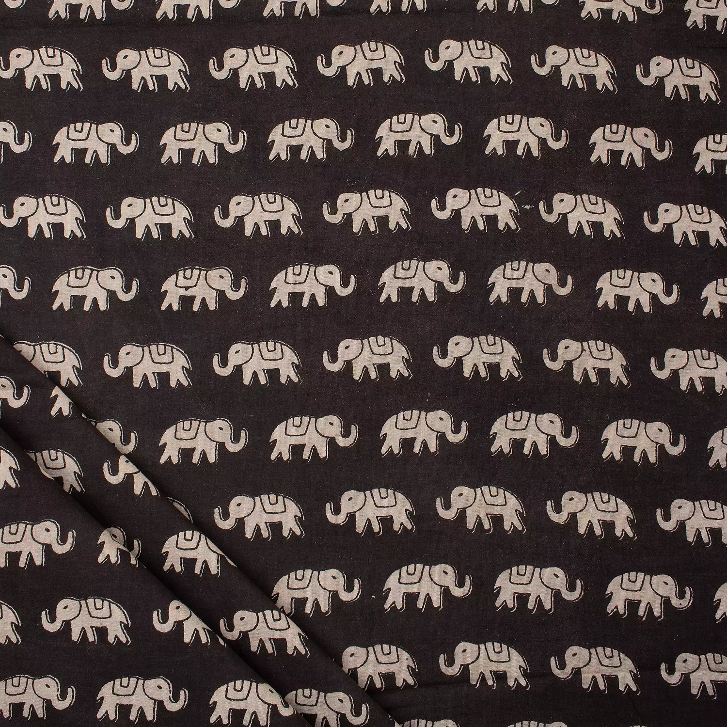 Elephant Hand Block Bagru Printed Fabric