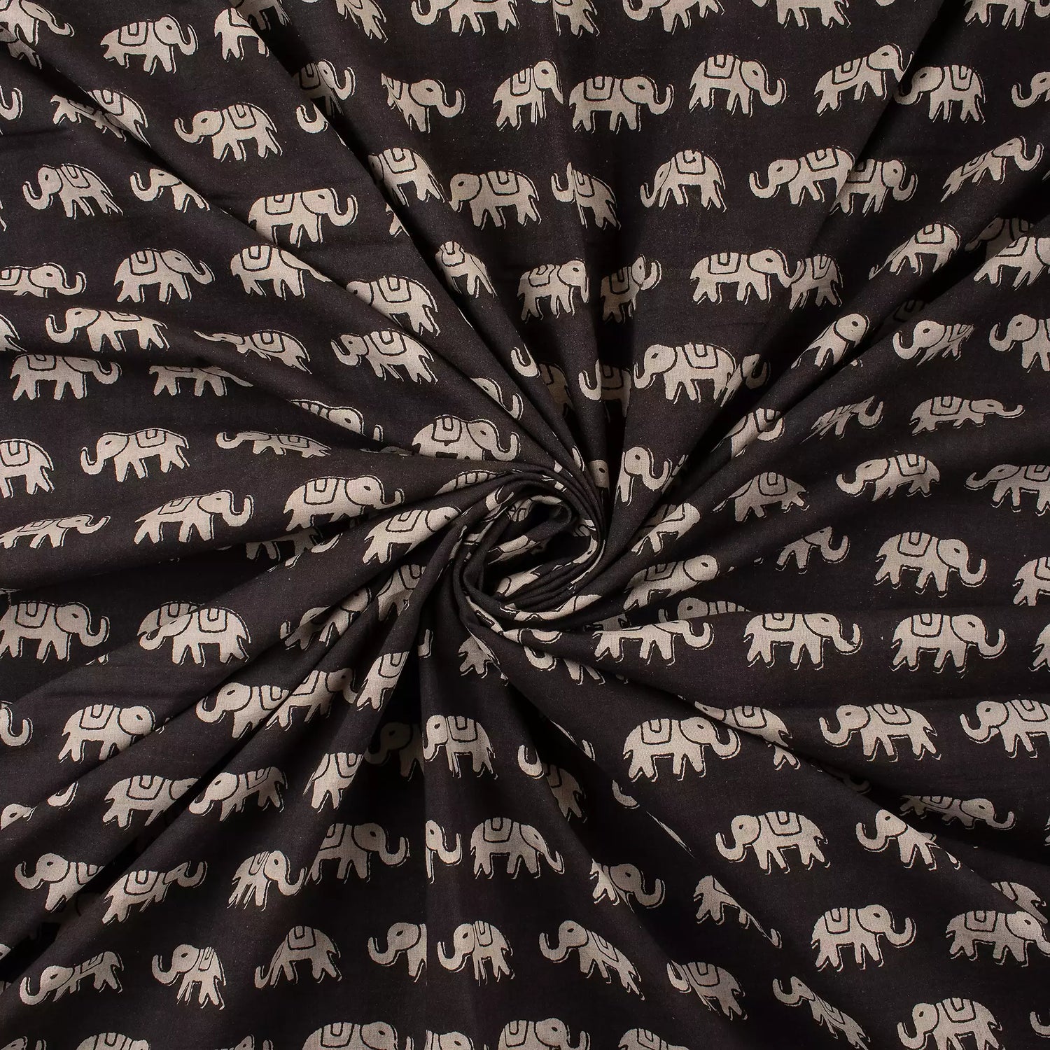 Elephant Hand Block Bagru Printed Fabric