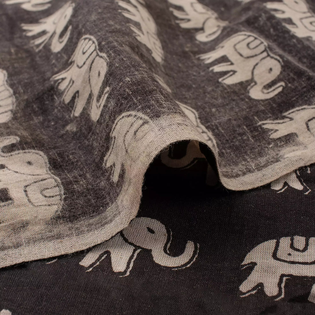 Elephant Hand Block Bagru Printed Fabric