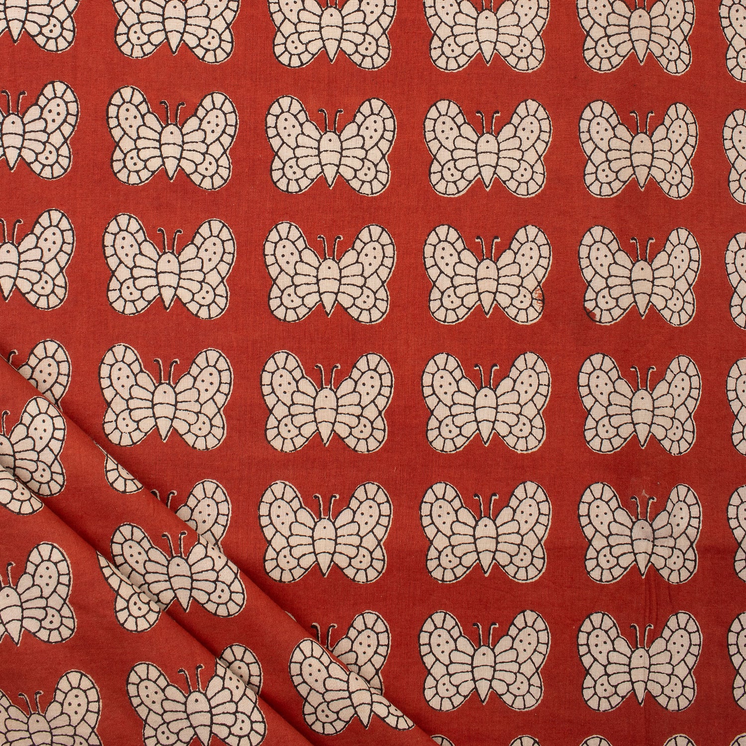Premium Hand Block Butterfly Bagru Printed Fabric