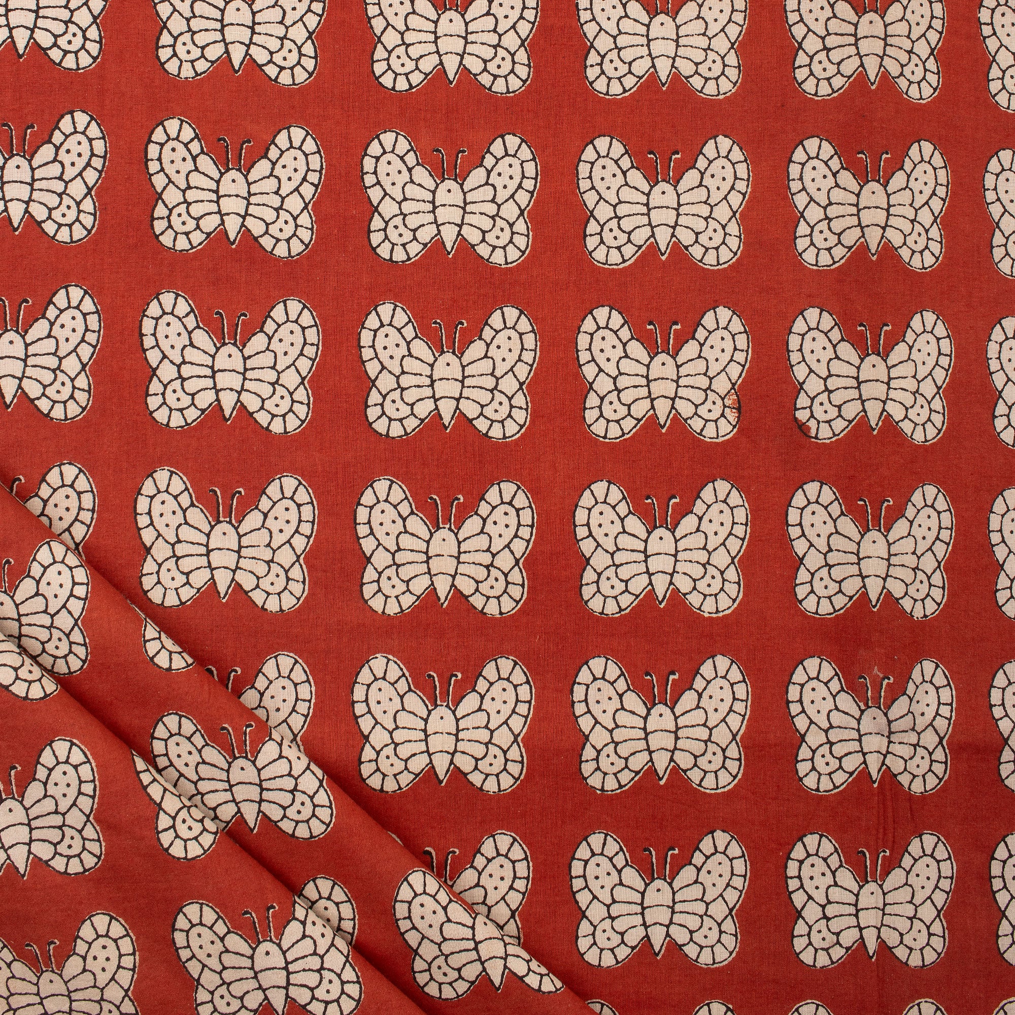 Premium Hand Block Butterfly Bagru Printed Fabric