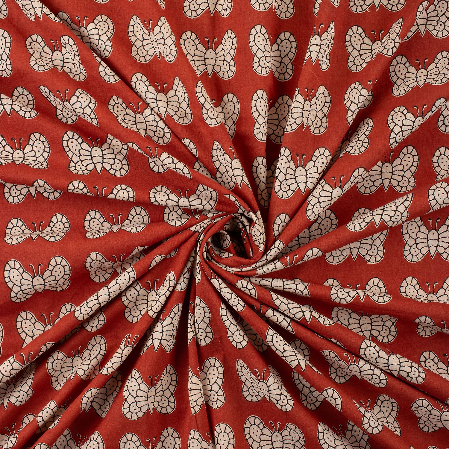 Premium Hand Block Butterfly Bagru Printed Fabric