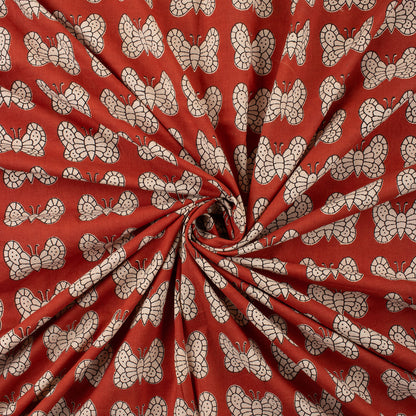 Premium Hand Block Butterfly Bagru Printed Fabric