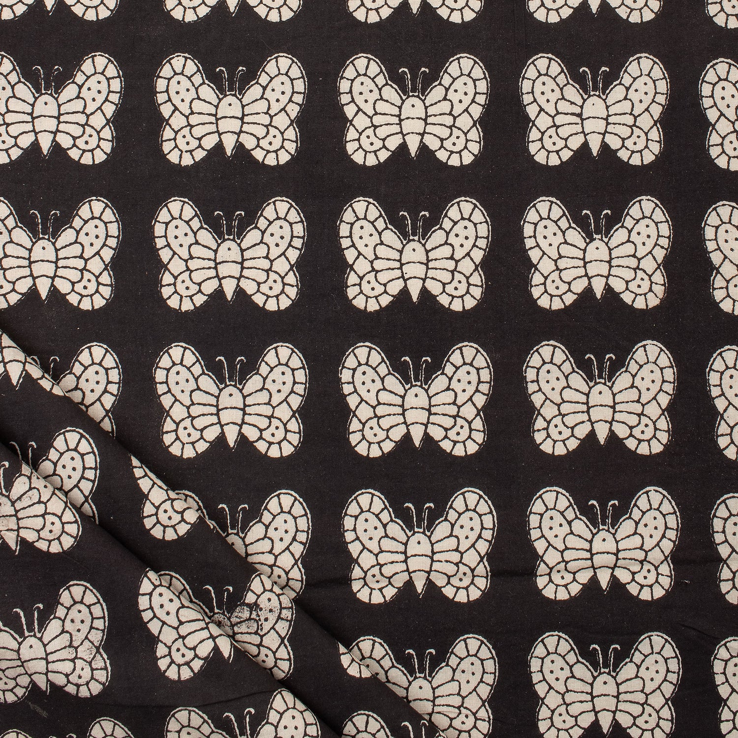 Butterfly Cotton Bagru Hand Block Printed Fabric