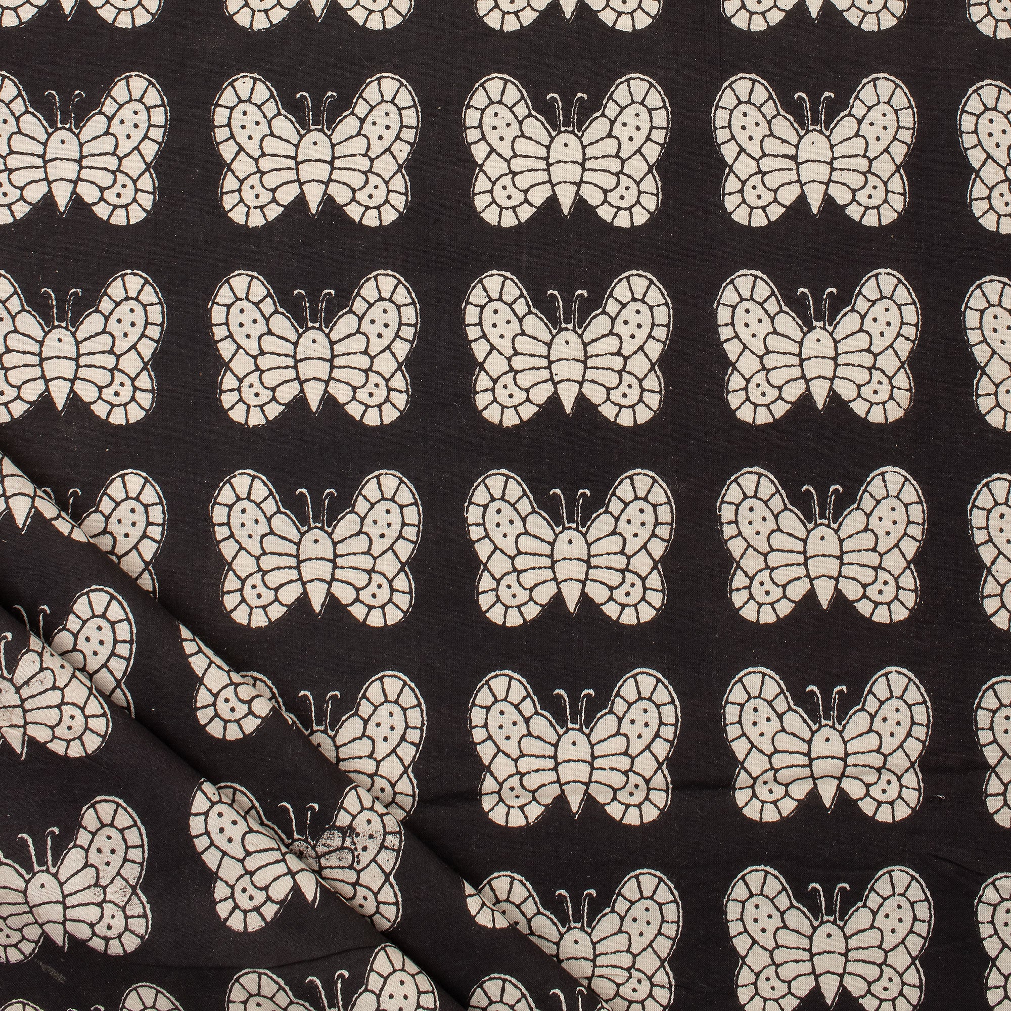 Butterfly Cotton Bagru Hand Block Printed Fabric