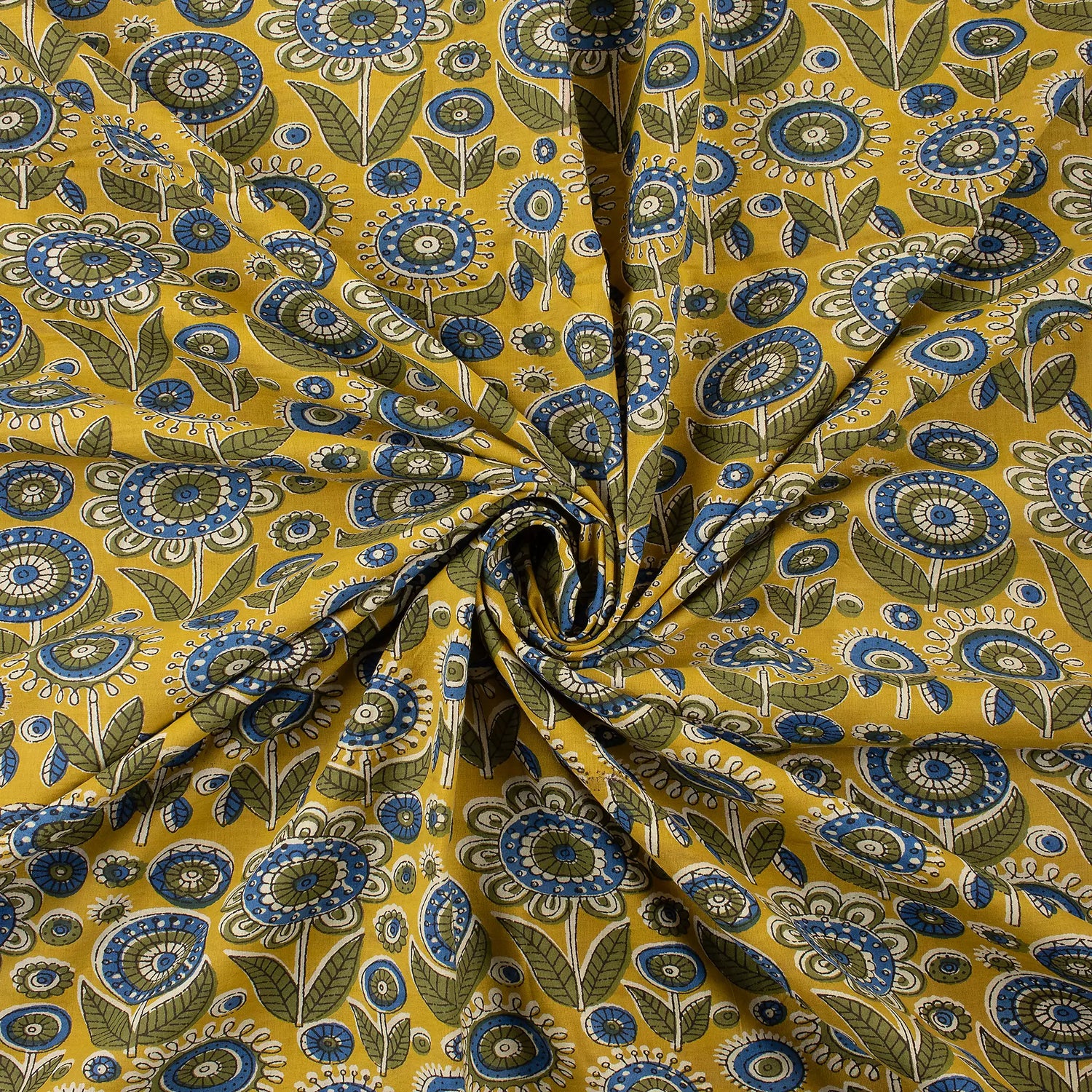 Indian Floral Handmade Bagru Print Fabric Online