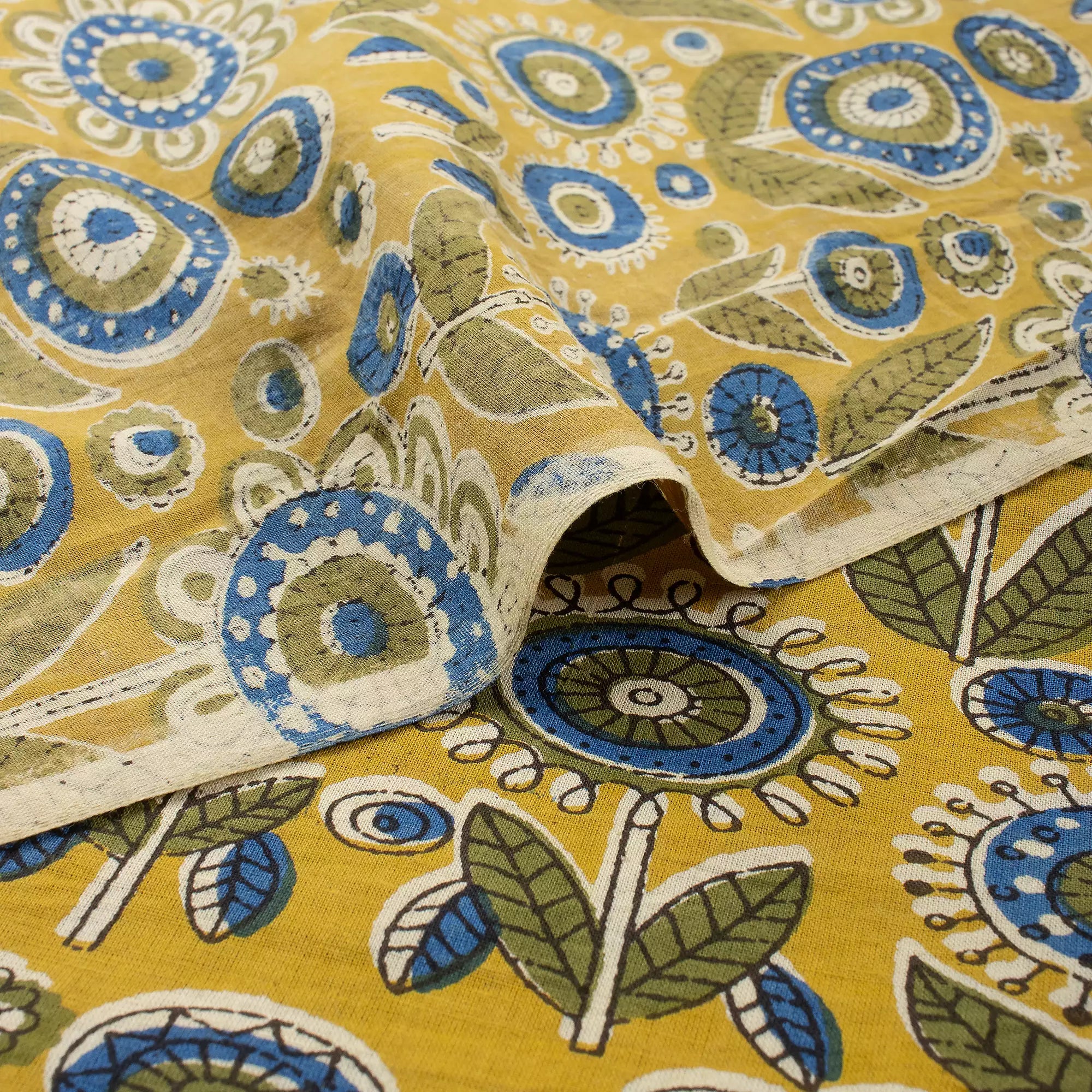 Indian Floral Handmade Bagru Print Fabric Online