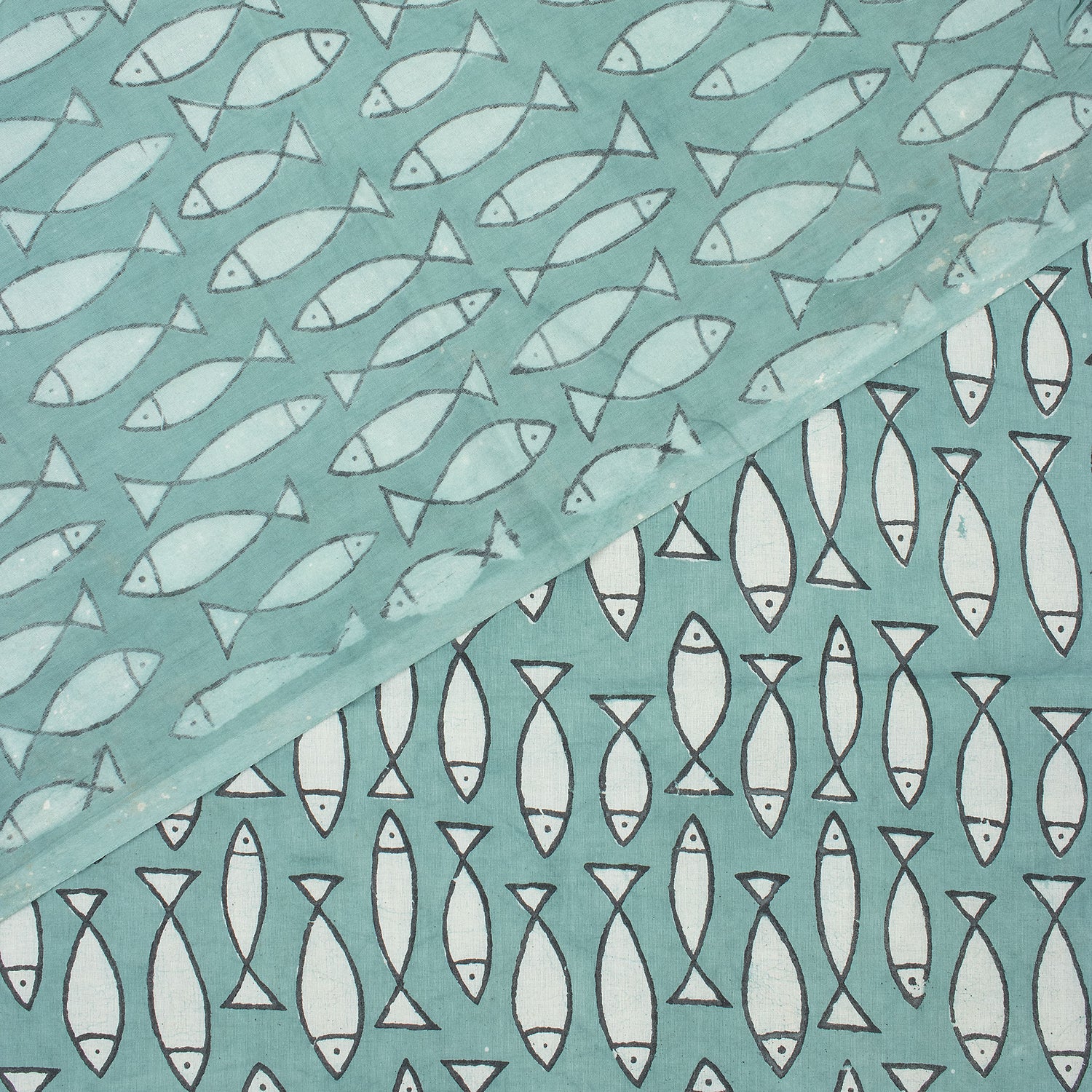 Indian Hand Block Print Fabric Fish Cotton Bagru Fabric