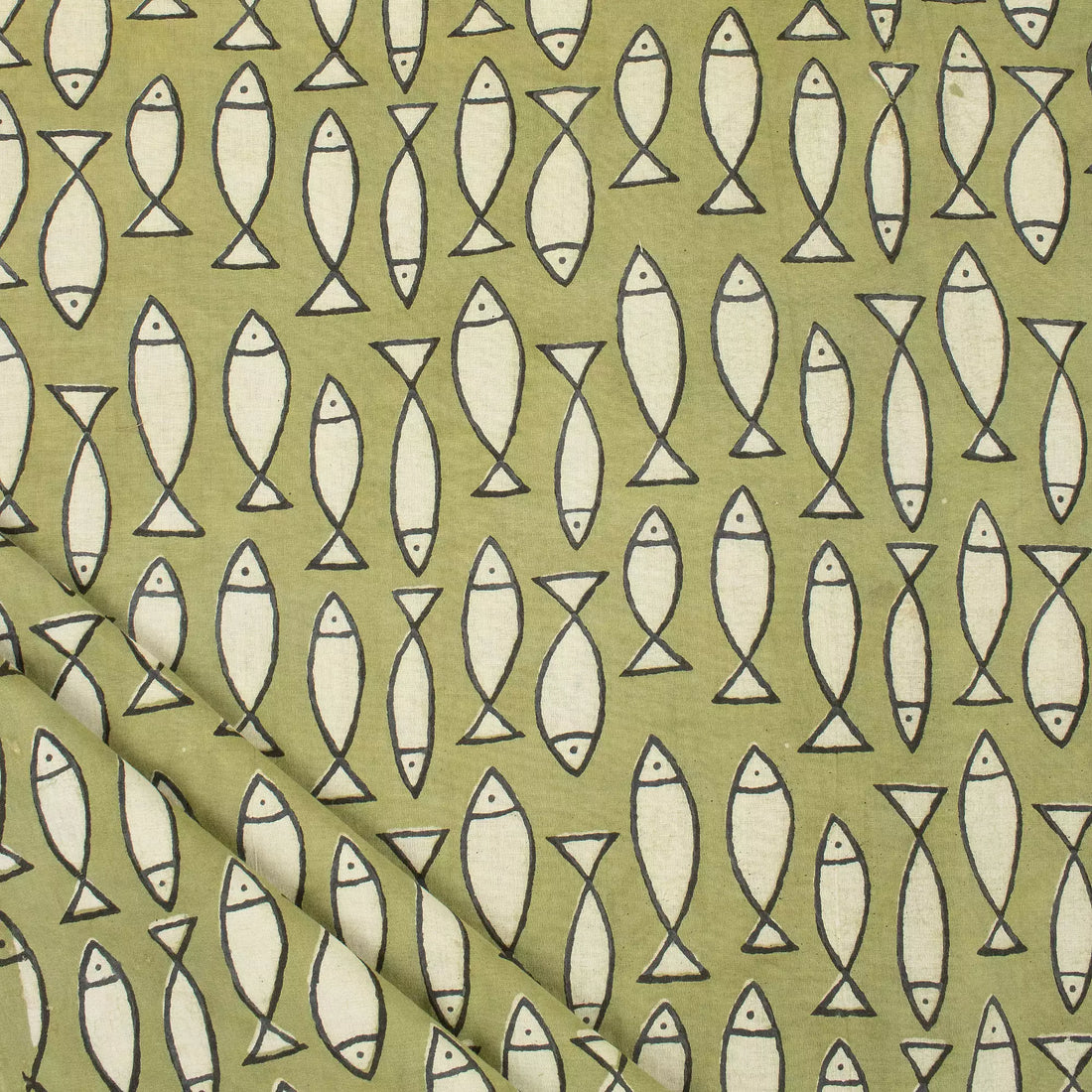 Fish Handmade Organic Cotton Bagru Fabric Online