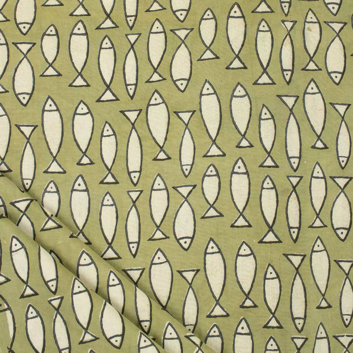 Fish Handmade Organic Cotton Bagru Fabric Online