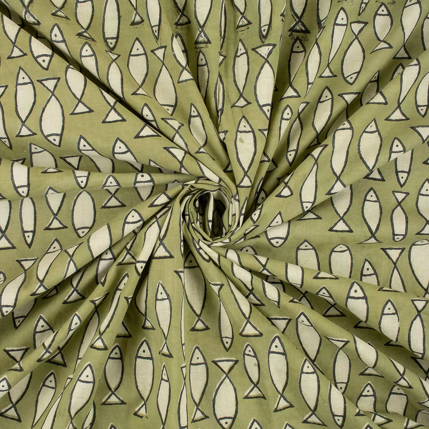 Fish Handmade Organic Cotton Bagru Fabric Online