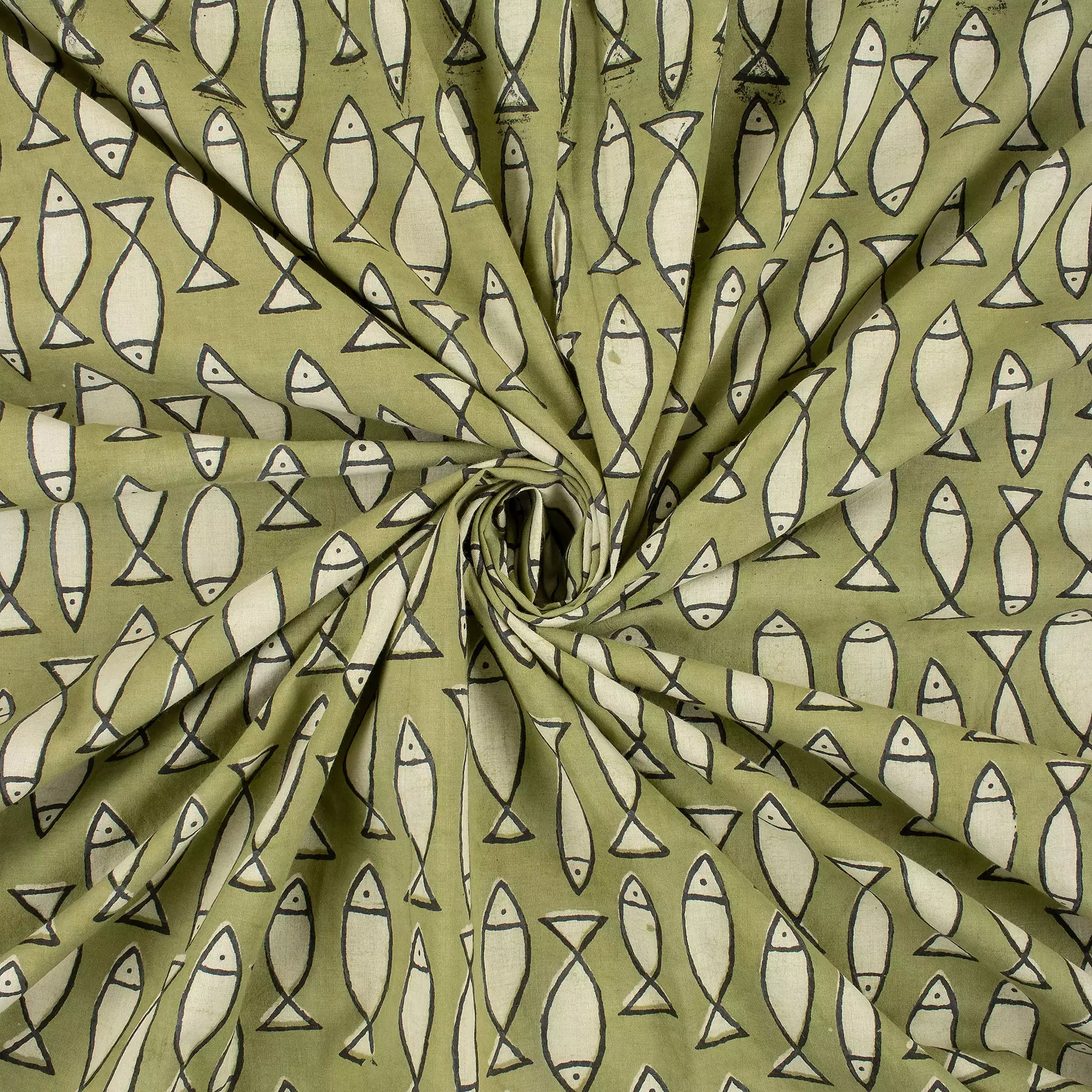 Fish Handmade Organic Cotton Bagru Fabric Online
