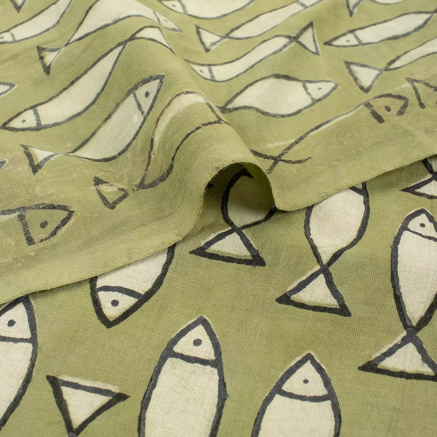 Fish Handmade Organic Cotton Bagru Fabric Online