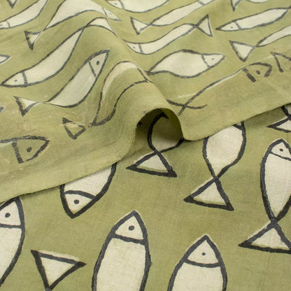 Fish Handmade Organic Cotton Bagru Fabric Online