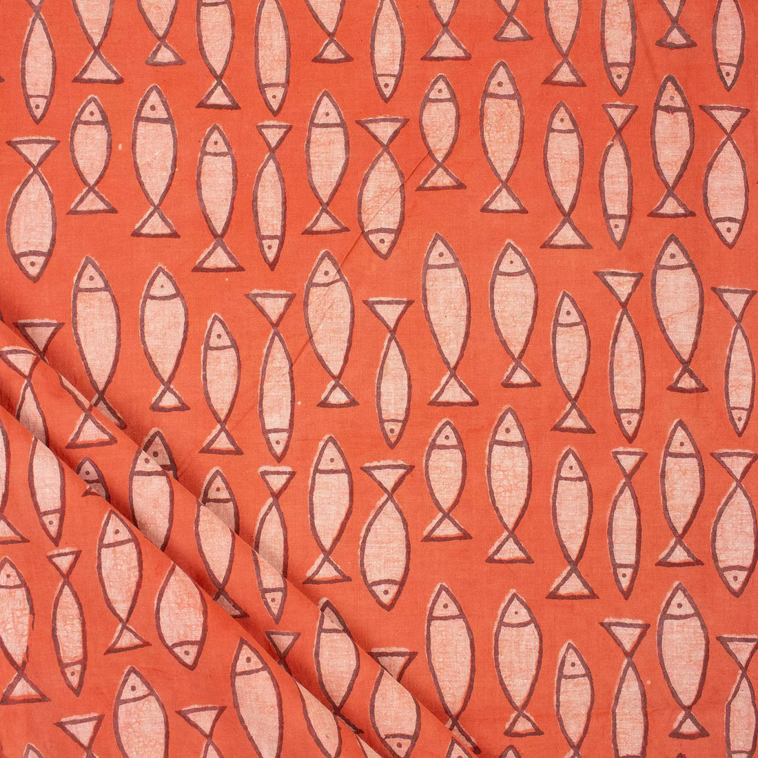 Organic Cotton Fish Bagru Print Fabric