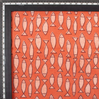 Organic Cotton Fish Bagru Print Fabric
