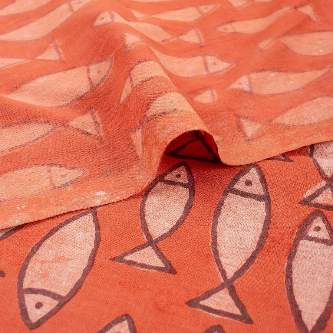 Organic Cotton Fish Bagru Print Fabric