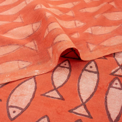 Organic Cotton Fish Bagru Print Fabric