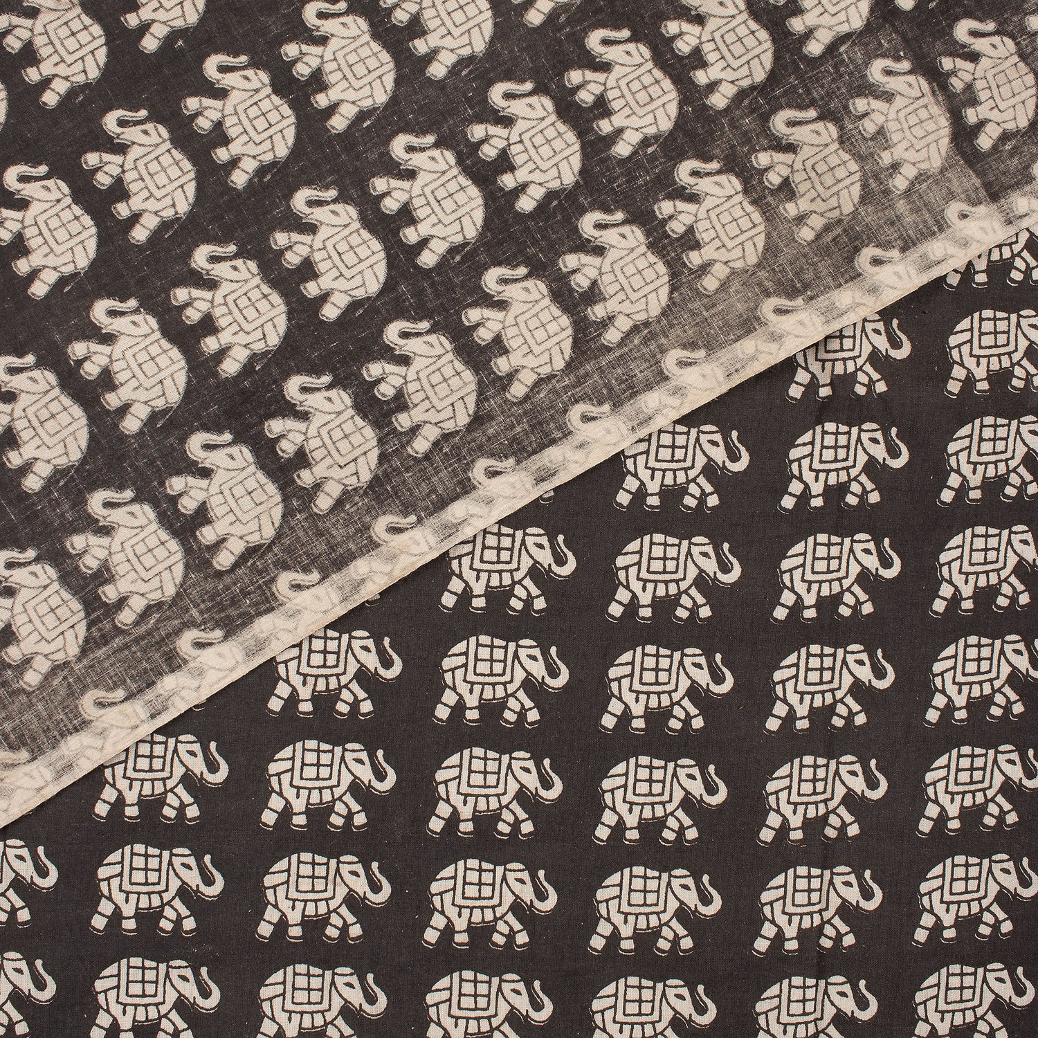 Bagru Elephant Hand Block Printed Fabric