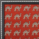 Camel Hand Block Bagru Print Fabric Online