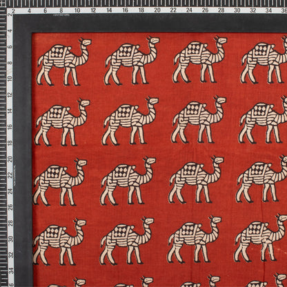Camel Hand Block Bagru Print Fabric Online
