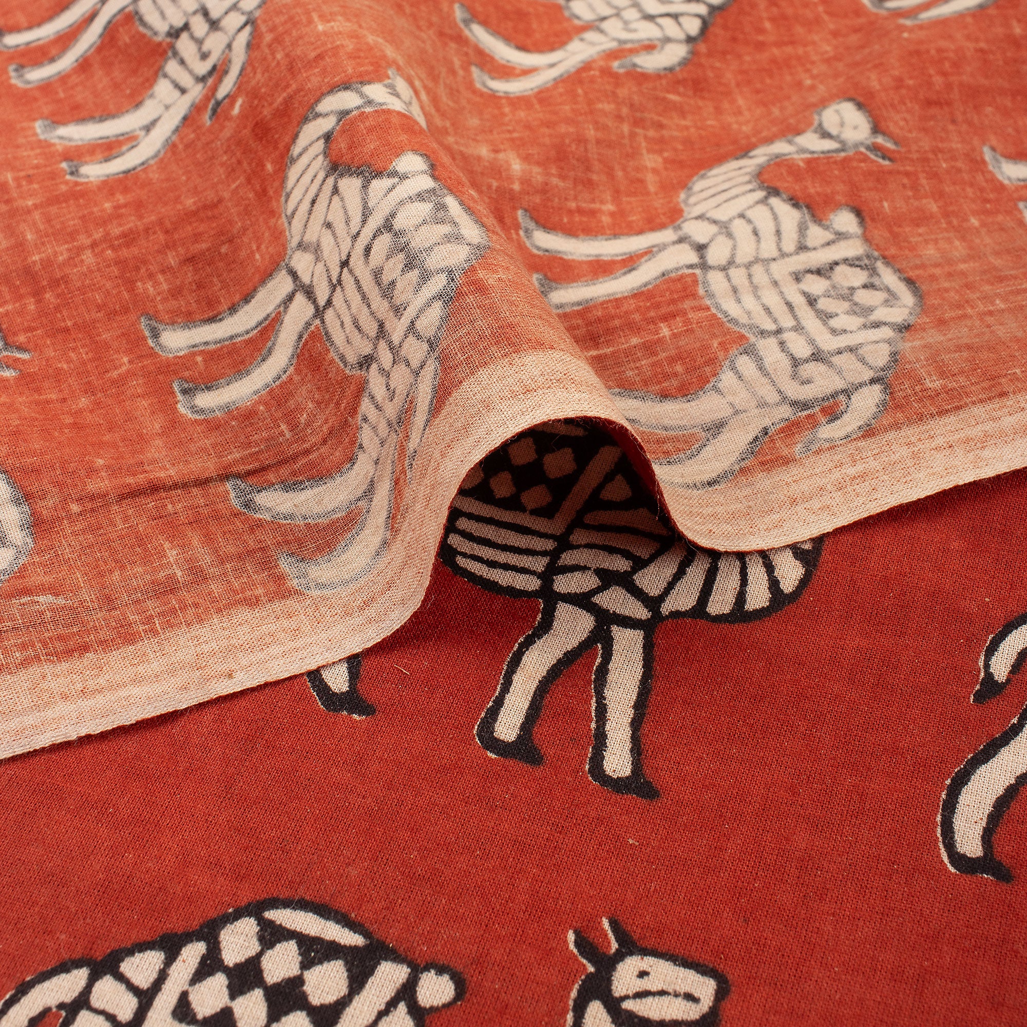 Camel Hand Block Bagru Print Fabric Online